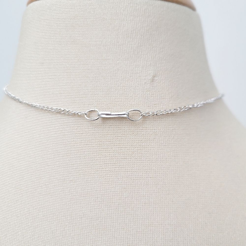 2/$20 Brand New Silver Tone Rectangular Rhinestone Necklace - Picture 7 of 8